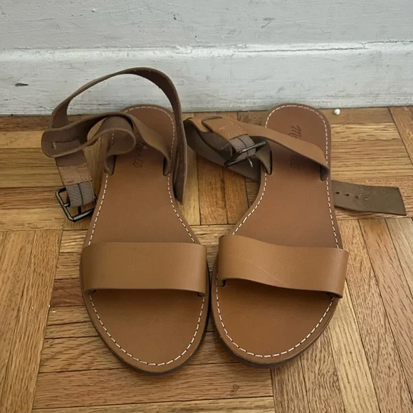 Madewell The Boardwalk Ankle Strap Sandals Camel Brown - Picture 2 of 6